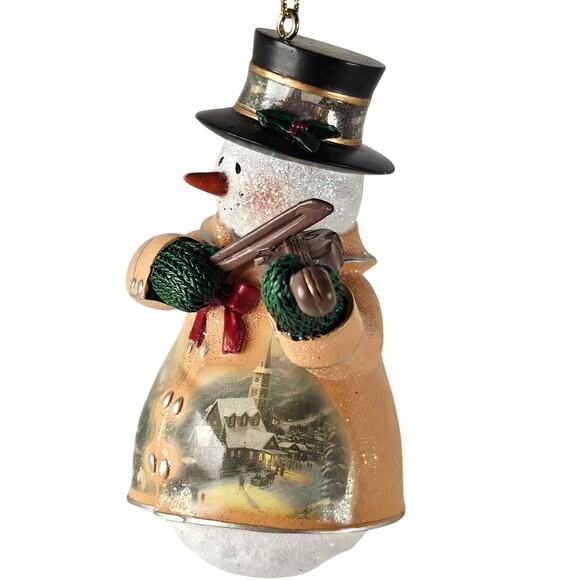 Thomas Kinkade Snowman Ornament Violin 2004 Bradford Editions Xmas Collectible - Picture 7 of 16
